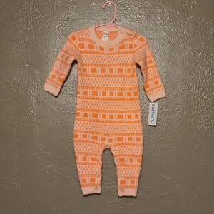 Carter's Peach 6 Month Geometric Pattern One Piece NWT Button Closure